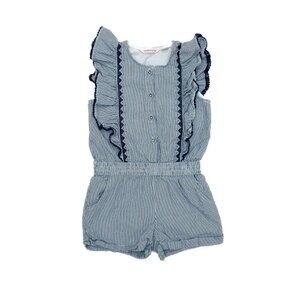 Seersucker Chambray Ruffle Romper